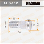 Шпилька колесная Masuma MLS-112, для грузовиков Isuzu, M14x1.5(L), длина 46.1мм
