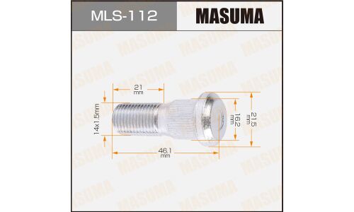 Шпилька колесная Masuma MLS-112, для грузовиков Isuzu, M14x1.5(L), длина 46.1мм