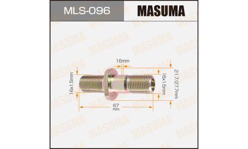 Шпилька колесная Masuma MLS-096, для грузовиков Isuzu, M16x1.5(R), M16x1.5(R), длина 67мм