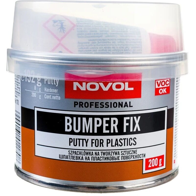 

Шпатлевка NOVOL для пластика BUMPER-FIX 0.2кг +отв.8g (1шт.х8g) 1/12