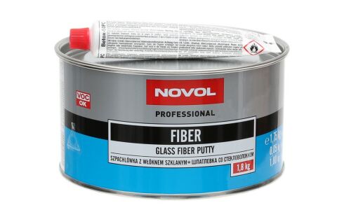 Шпатлевка Novol Professional Glass Fiber Putty со стекловолокном (+отвердитель Betox-50PC), для различных поверхностей, банка 1.750кг + туба 50г, арт. 1225
