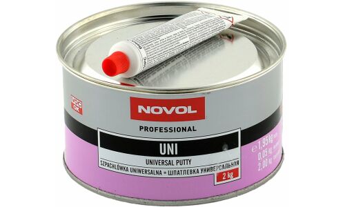 Шпатлевка Novol Professional Universal Putty универсальная, (+отвердитель Betox-50PC), банка 1.950кг + туба 50г, арт. 1105
