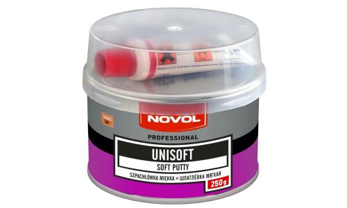 Шпатлевка Novol Professional Unisoft Soft Putty мягкая, (+отвердитель Betox-50PC), для различных поверхностей, банка 242г + туба 8г, арт. 1150