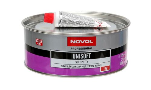 Шпатлевка Novol Professional Unisoft Soft Putty мягкая, (+отвердитель Betox-50PC), для различных поверхностей, банка 975г + туба 25г, арт. 1153