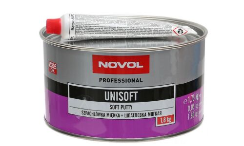 Шпатлевка Novol Professional Unisoft Soft Putty мягкая, (+отвердитель Betox-50PC), для различных поверхностей, банка 1.755кг + туба 45г, арт. 1155