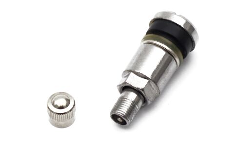 Вентиль для бескамерных колёс, прямой, разборный, металлический, посадочный диаметр Ø11мм, длина 45мм