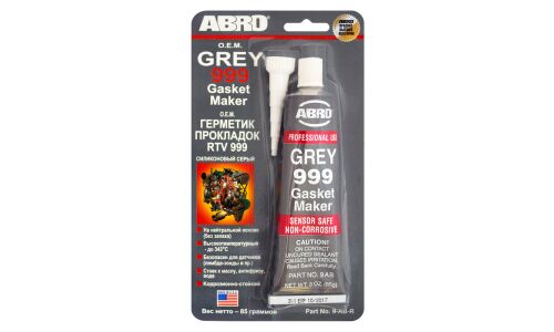 Герметик-прокладка ABRO OEM Grey 999 Gasket Maker, силиконовый, термостойкий, серый, туба 85г, арт. 9-AB