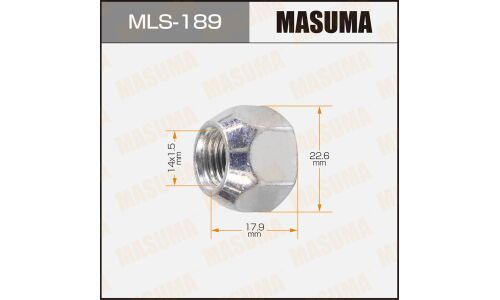 Гайка колесная Masuma MLS-189, открытая, для грузовиков Isuzu, M14x1.5(L), длина 17.9мм, коническая посадка, под ключ 23мм