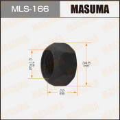 Гайка колесная Masuma MLS-166, открытая, для грузовиков Nissan, M25x1.5(R), длина 22мм, коническая посадка, под ключ 35мм, 1 шт
