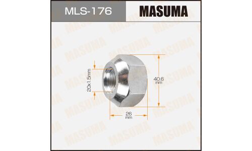 Гайка колесная Masuma MLS-176, открытая, для грузовиков Isuzu, M20x1.5(L), длина 26мм, коническая посадка, под ключ 41мм, 1 шт