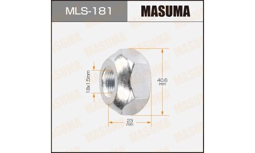 Гайка колесная Masuma MLS-181, открытая, для грузовиков Isuzu, M18x1.5(R), длина 23мм, сфера, под ключ 41мм, 1 шт