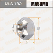 Гайка колесная Masuma MLS-182, открытая, для грузовиков Isuzu, M16x1.5(L), длина 20мм, коническая посадка, под ключ 35мм, 1 шт