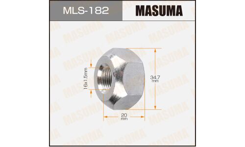Гайка колесная Masuma MLS-182, открытая, для грузовиков Isuzu, M16x1.5(L), длина 20мм, коническая посадка, под ключ 35мм, 1 шт