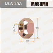 Гайка колесная Masuma MLS-183, открытая, для грузовиков Isuzu, M16x1.5(R), длина 19.6мм, коническая посадка, под ключ 35мм, 1 шт