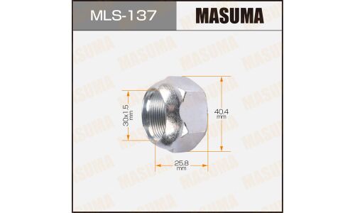 Гайка колесная Masuma MLS-137, открытая, для грузовиков Toyota, M30x1.5(R), длина 25.8мм, сфера, под ключ 41мм, 1 шт