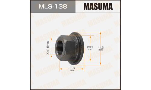 Гайка колесная Masuma MLS-138, открытая, для грузовиков Toyota, M20x1.5(L), длина 23.6мм, с прессшайбой 45мм, под ключ 30мм, 1 шт