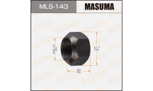 Гайка колесная Masuma MLS-143, открытая, для грузовиков Toyota, M24x1.5(R), длина 20мм, коническая посадка, под ключ 32мм, 1 шт