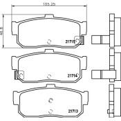 Колодки тормозные дисковые Nisshinbo задние, комплект на ось (4 шт), арт. NP2022 (PF-2224)