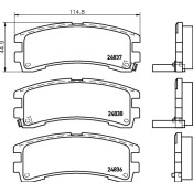 Колодки тормозные дисковые Nisshinbo задние, комплект на ось (4 шт), арт. NP2077 (PF-2304)
