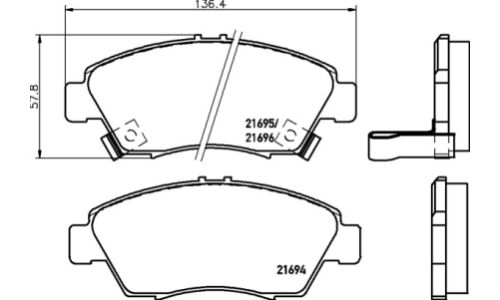 Колодки тормозные дисковые Nisshinbo передние, комплект на ось (4 шт), арт. NP8005 (PF-8264)