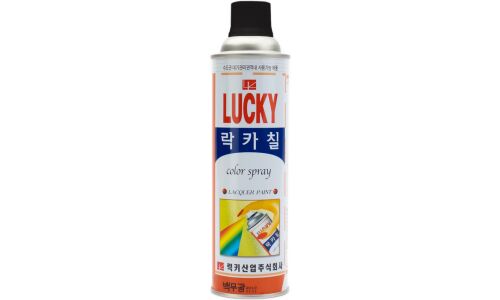 Краска аэрозольная Lucky, многоцелевая нитроэмаль, чёрная (глянцевая), цветовой код RAL 9004, баллон 530мл, арт. LC-305