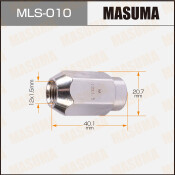 Гайка колесная Masuma MLS-010, закрытая, для Toyota / Mitsubishi, M12x1.5(R), длина 40.1мм, коническая посадка, под ключ 21мм, 1 шт Гайка колесная Masuma MLS-010, закрытая, для Toyota / Mitsubishi, M12x1.5(R), длина 40.1мм, коническая посадка, под ключ 21мм, 1 шт
