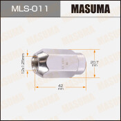 Гайка колесная Masuma MLS-011, закрытая, для Nissan, M12x1.25(R), длина 42мм, коническая посадка, под ключ 21мм, 1 шт Гайка колесная Masuma MLS-011, закрытая, для Nissan, M12x1.25(R), длина 42мм, коническая посадка, под ключ 21мм, 1 шт