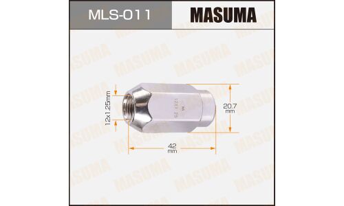 Гайка колесная Masuma MLS-011, закрытая, для Nissan, M12x1.25(R), длина 42мм, коническая посадка, под ключ 21мм, 1 шт
