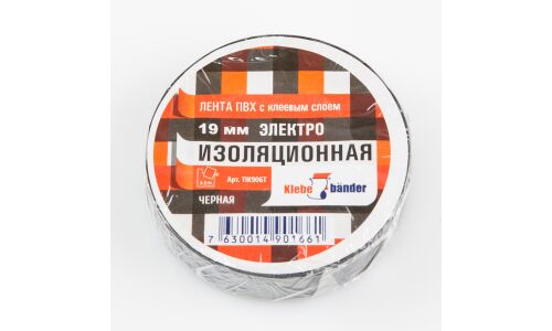 Лента клейкая изоляционная Klebebander, ПВХ, 19мм x 20м, черная, 1 шт, арт. TIK906T