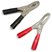 Зажимы (крокодилы) пусковых проводов, большие, 50А, красный/чёрный, 2шт Зажимы (крокодилы) пусковых проводов, большие, 50А, красный/чёрный, 2шт