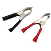 Зажимы (крокодилы) пусковых проводов, средние, 30А, красный/чёрный, 2шт Зажимы (крокодилы) пусковых проводов, средние, 30А, красный/чёрный, 2шт