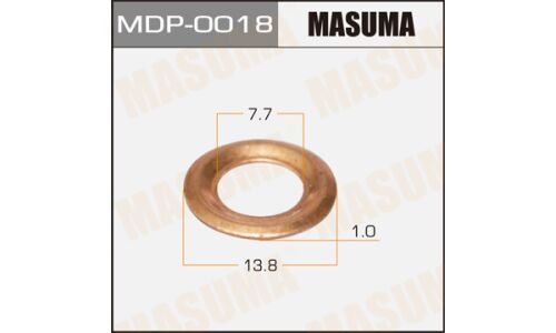 Кольцо уплотнительное топливной форсунки Masuma, медня, 7.7х13.8х1мм, для Nissan, с двигателями TD# / CD# / FD#, 5 шт, арт. MDP-0018