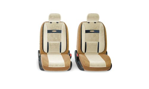 Чехлы AUTOPROFI COMFORT для передних и задних сидений, велюр, черный/бежевый цвет, 11 предметов