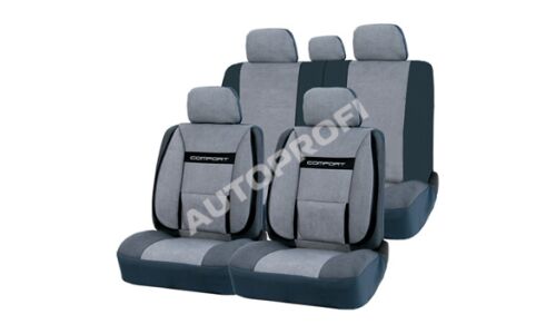 Чехлы AUTOPROFI COMFORT для передних и задних сидений, велюр, серый цвет, 11 предметов