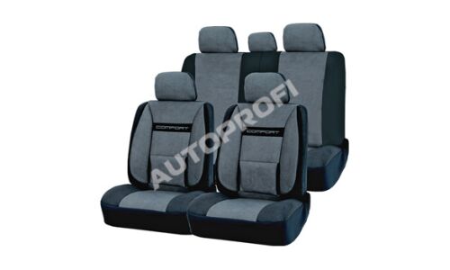 Чехлы AUTOPROFI COMFORT для передних и задних сидений, велюр, черный/серый цвет, 11 предметов