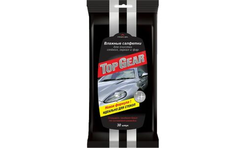 Салфетки влажные Top Gear, для стёкол и зеркал, пакет 30 шт, арт. 48038