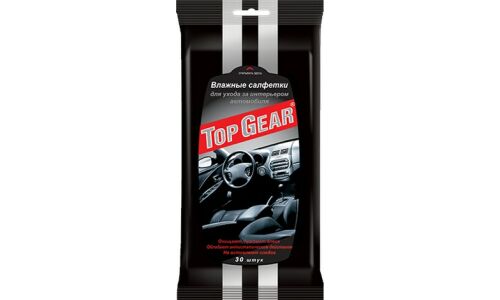 Салфетки влажные Top Gear, для ухода за пластиковыми деталями и салоном, с антистатическим эффектом, пакет 30 шт, арт. 48039
