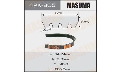 Ремень ручейковый Masuma 4PK- 805