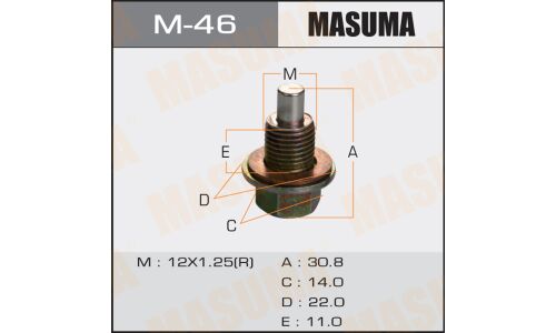 Болт маслосливной с магнитом Masuma Nissan 12х1.25mm VG33,VQ35,QG18,SR16,YD22,QR20,25,KA24