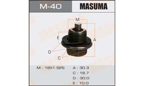 Болт маслосливной с магнитом "Masuma"  Toyota  18х1.5mm  2L,3L,1C,2C,1#B,1G,7M,4S