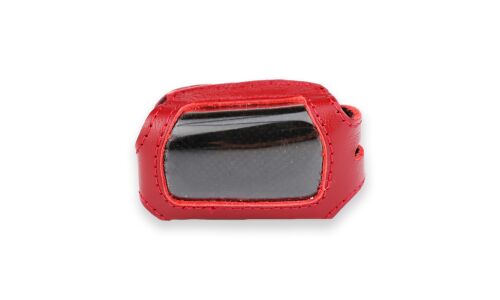 Чехол на брелок сигнализации Tomahawk 7010/9000/9010/9020/9030 кожаный красного цвета