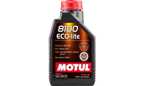 Масло моторное MOTUL 8100 ECO-lite 0w20 синтетическое, API SP RC, ILSAC GF-6A, для бензинового двигателя, 1л, арт. 104981
