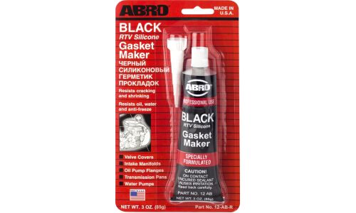 Герметик-прокладка ABRO Black RTV Silicone Gasket Maker, силиконовый, черный, туба 85г, арт. 12-AB