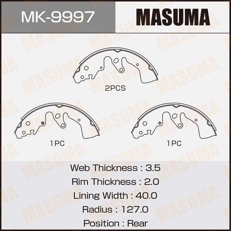 

Колодки тормозные Masuma барабанные, арт. MK-9997