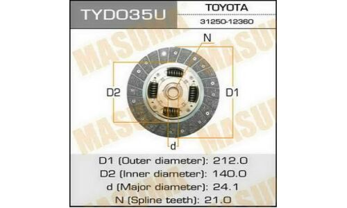 Диск сцепления Masuma (212х140х21х24.1мм), арт. TYD035
