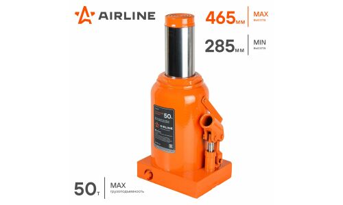 Домкрат гидравлический бутылочный Airline, 50000кг, подъём 285-465мм, арт. AJ-B-50
