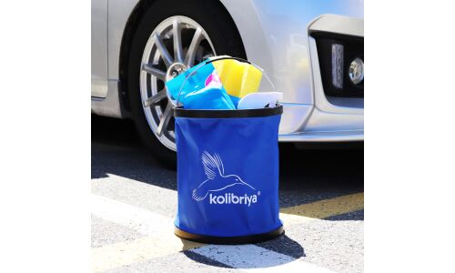Ведро складное Kolibriya, прорезиненное, Ø25см, высота 4-28см, 11л, синее, арт. Klr-0453