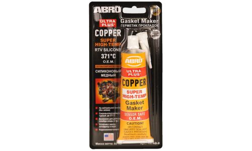 Герметик-прокладка ABRO Ultra Plus Super High-Temp Gasket Maker, силиконовая, термостойкая, с медью, туба 85г, арт. 418-AB