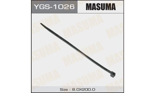 Хомут пластиковый (стяжка) Masuma, 8x200мм, черный, комплект 25 шт, арт. YGS-1026