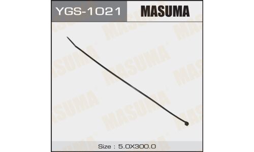 Хомут пластиковый (стяжка) Masuma, 5x300мм, черный, комплект 25 шт, арт. YGS-1021